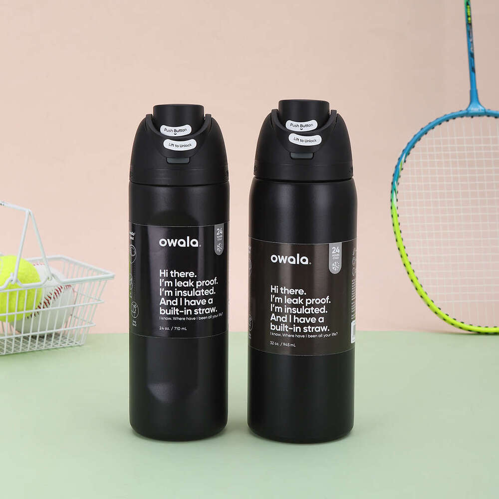 New double-layer vacuum insulated stainless steel water cup, outdoor sports water bottle, portable straw cup, kettle