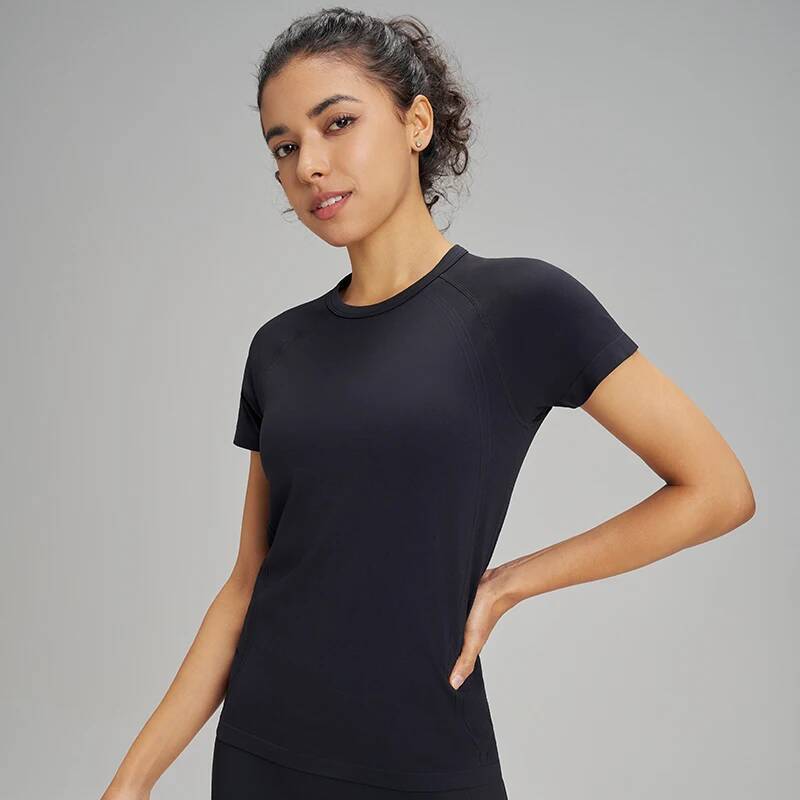 Ten Quick Dry Sports T-Shirt Women's Sweatshirt Breathable Fiess Clothing Solid Color Yoga Short Sleeve Top