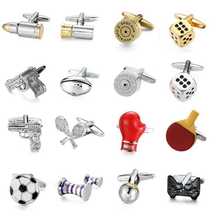 Mens French shirt cufflinks copper material dice football badminton rugby boxing gloves bullet shell gun model design Cufflink W250606