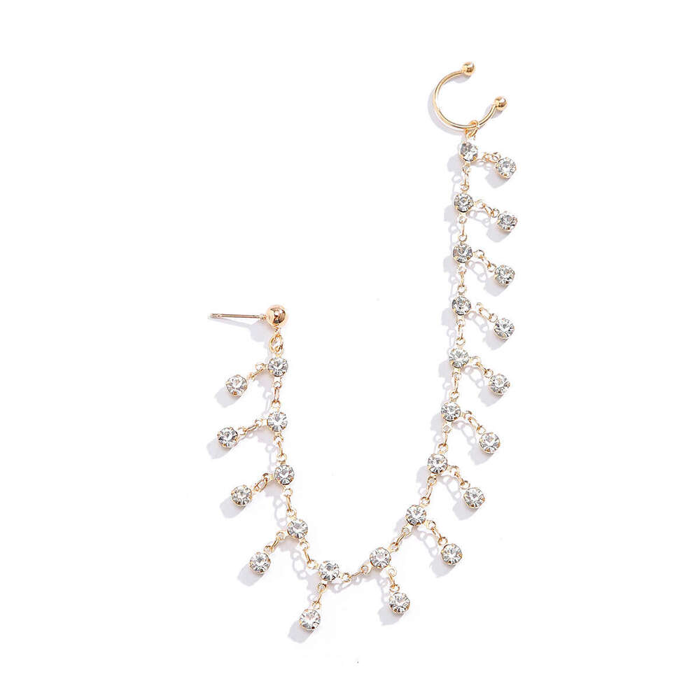 Ethnic Style Jewelry Earrings for Women Chain Stud Stage No Piercing Rhinestone Tassel Nose Ring