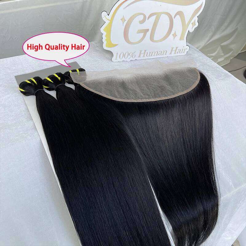 2x6 4x4 5x5 Transparent Lace Straight Human Raw Hair Weave 3 Bundles With Closure 13x4