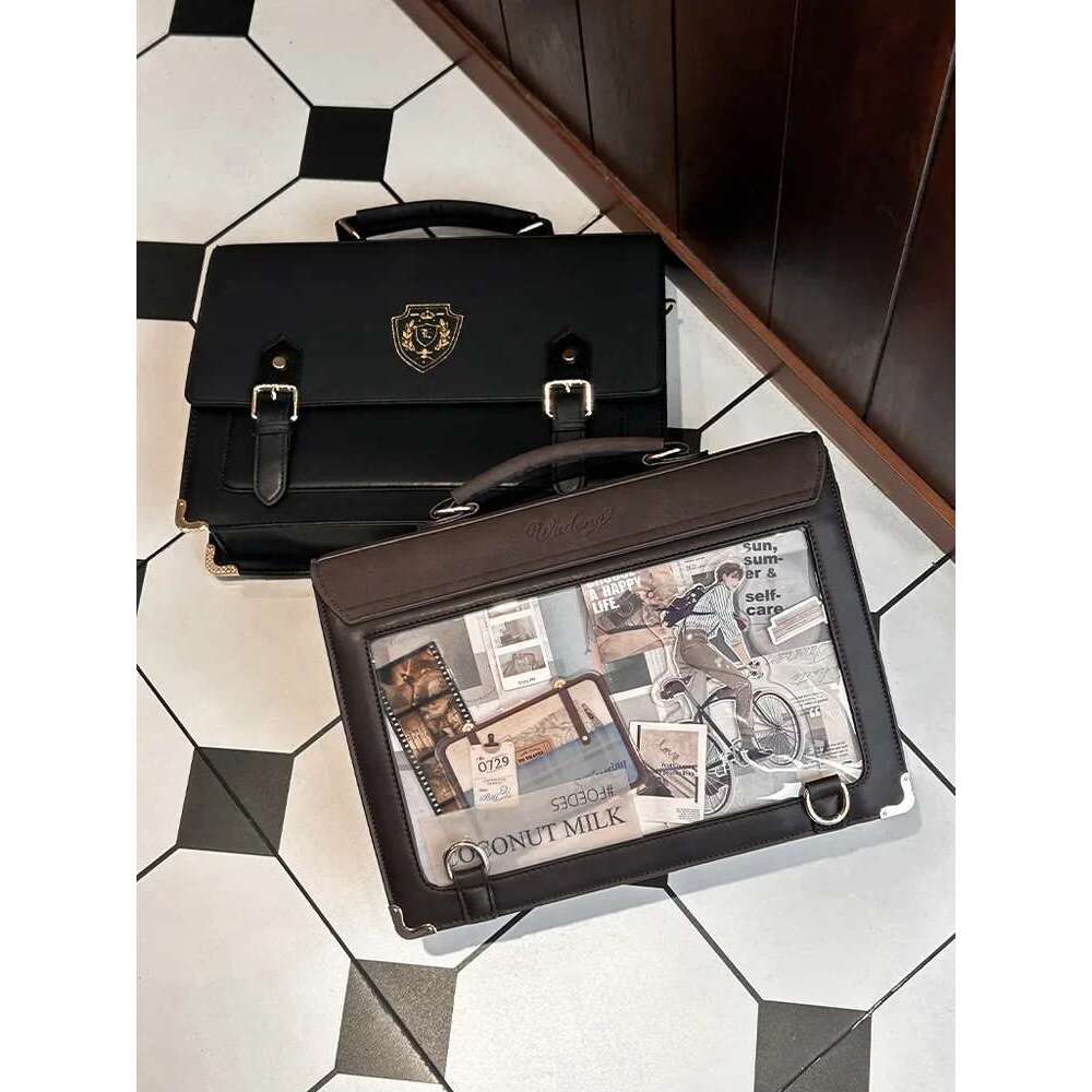 Fashion Jk Transparent Leather Shoulder Bags Bolso Casual Black Backpack Female Handbag Itabag