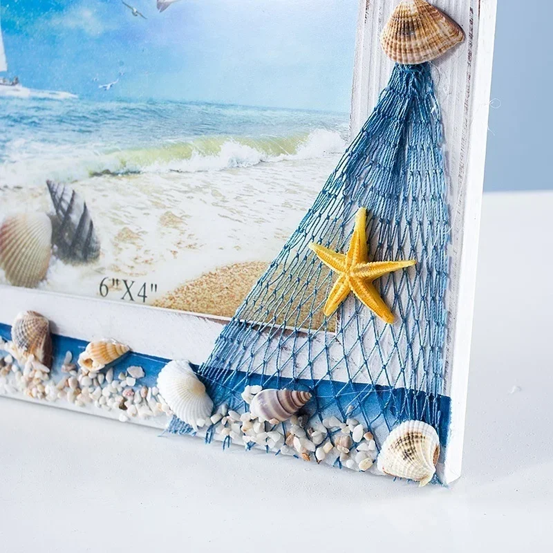 Ocean Photo Summer Shell Seabird Supply Mediterranean Personality Wooden Table Ornaments Picture Frame H260306