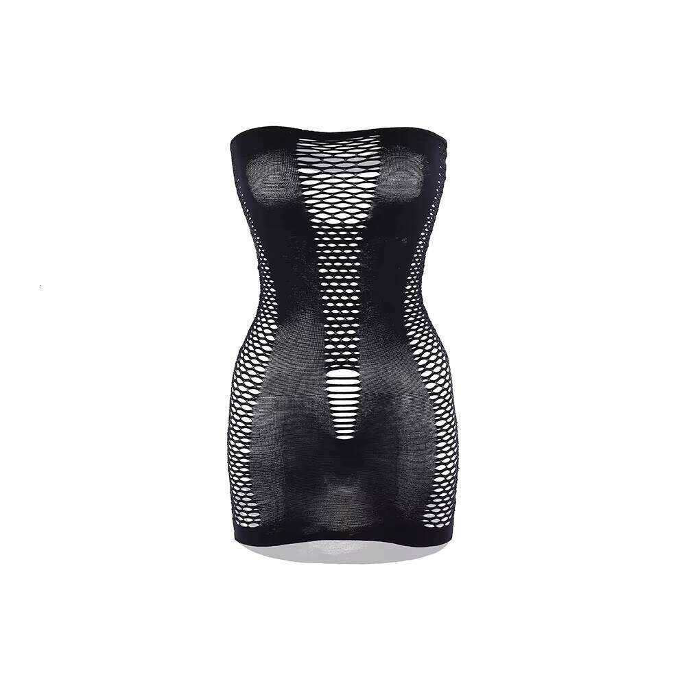 Off Shoulder Women Mesh Sheer Control Slips Erotic Lingerie Femme Sexy See Through Babydoll Body Stockings Dress