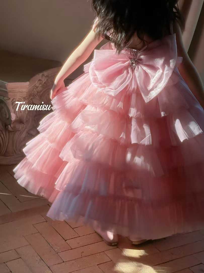 Customized Flower Girl Dress Pink for Wedding Beading Princess First Communion Wedding Prom Par Event Formal AttireXJ250108