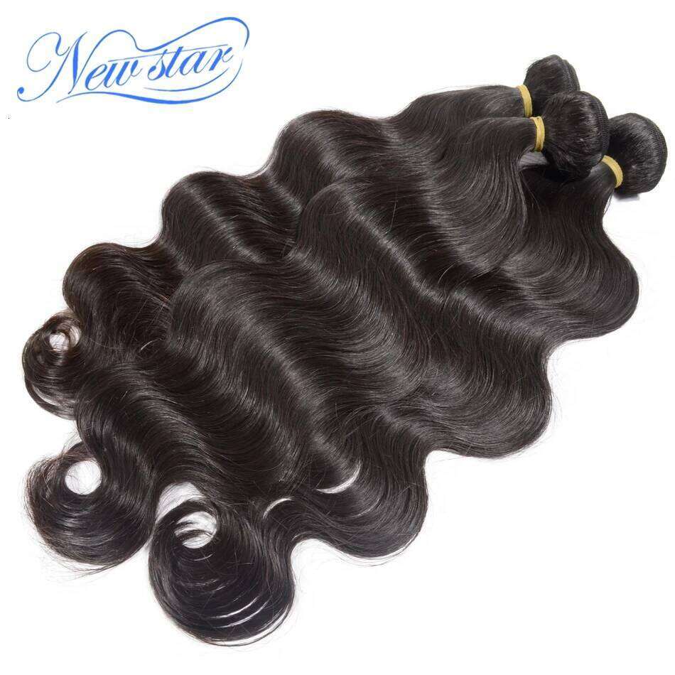 New Star Peruvian Body Wave 3 Bundles With Lace Closure 100% Unprocessed Virgin Human Hair Weave Extension And 4x4 Closures