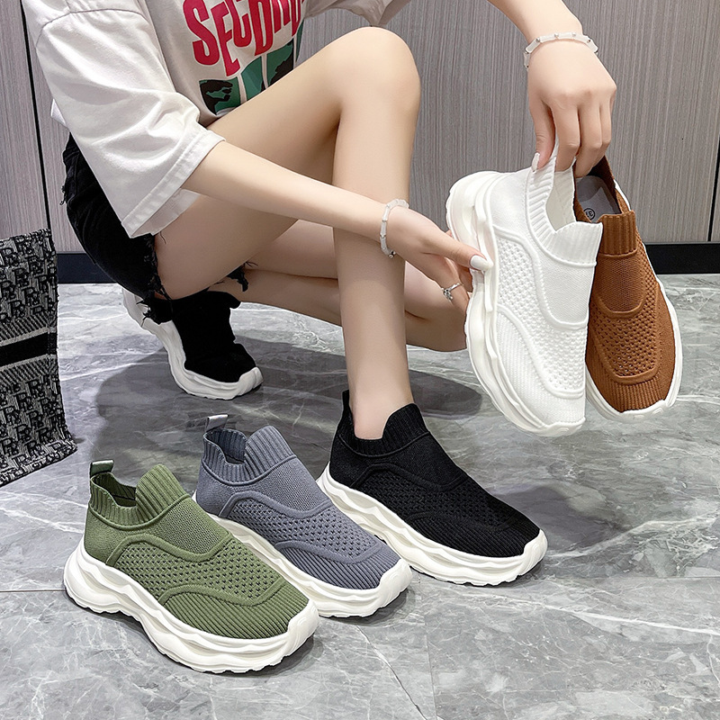 Women S Sports Flyknit Summer New Mesh Hollow Breathable Lightweight Casual Shoes Slip On Casual Shoes Ddmysaturn