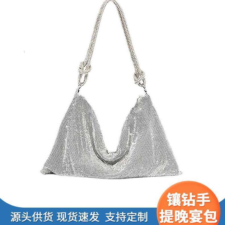 2024 New Women's with Rhinestones Handbag Party Evening Rhinestone Underarm Handheld Small Bag