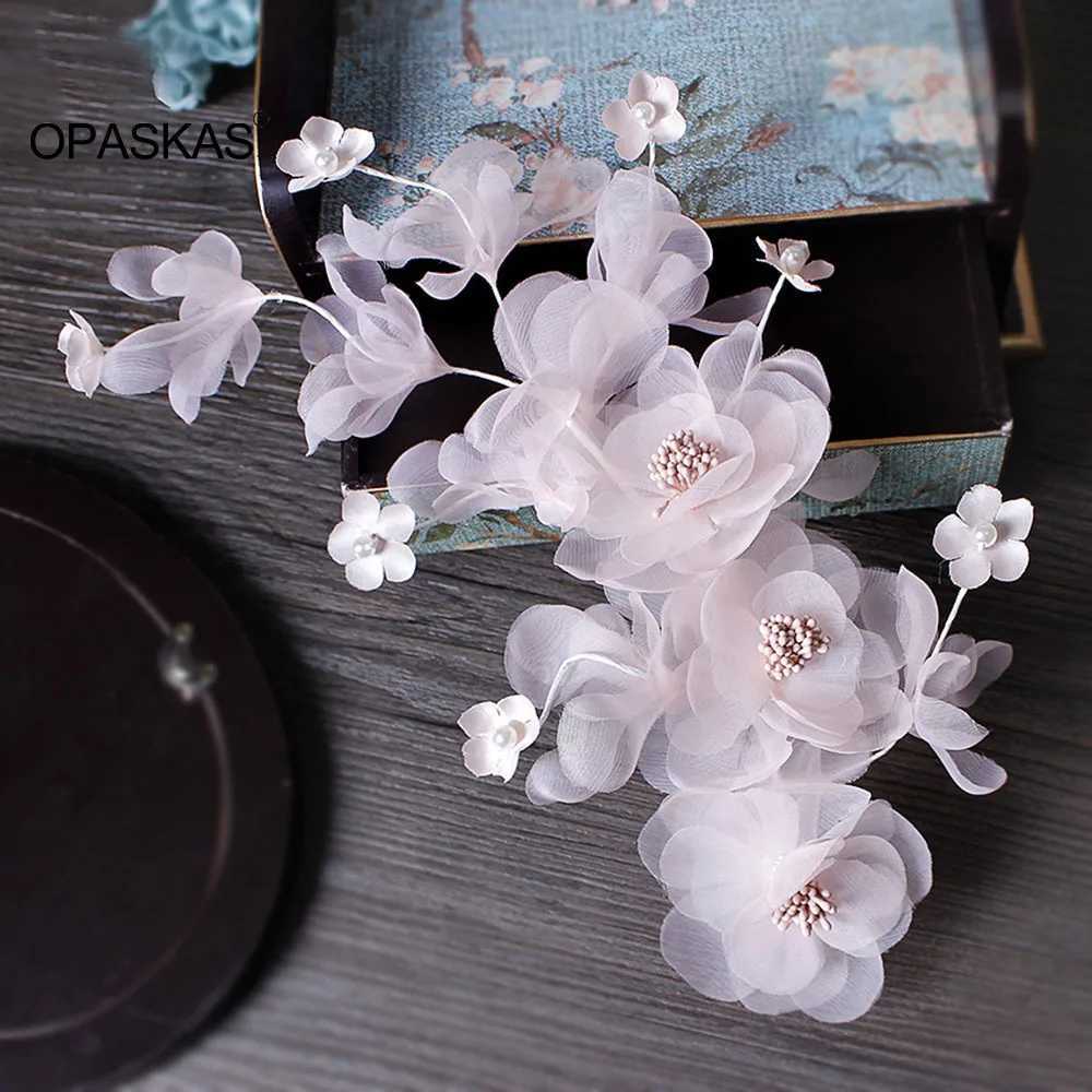 Handmade Hairbands Wedding Hair Accessories For Women Tissue White Flower Pearl Headbands Tiaras Bridal Prom Headpiece Jewelry Z250605