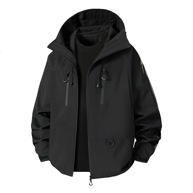 Ddmyoutdoor Spring And Autumn Waterproof Solid Color Unisex Versatile Casual Hooded Hard Shell Outdoor Loose Trendy Jacket Jogging Suit
