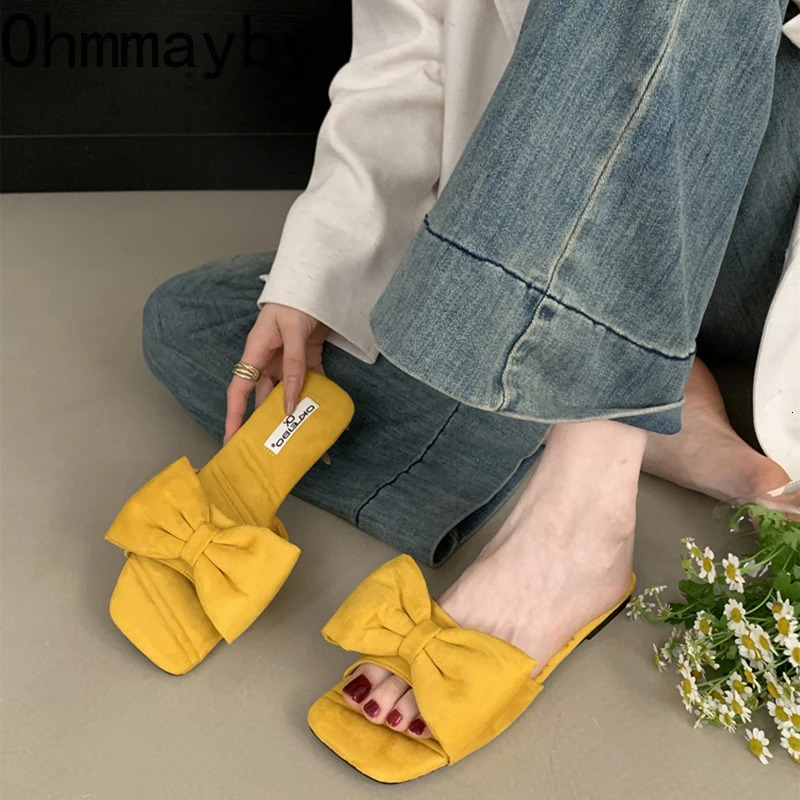 Summer Women Causal Open Toe Flats Slippers Comfort Outdoor Butterfly-knot Slides Ladies Dress Beach Vacation Flip Flop 250605