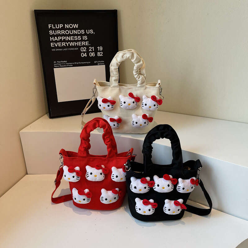 Cute Girl Handbag Cartoon Plush Doll Children's 2025 New Single Shoulder Crossbody Women's Bucket Bag Trendy