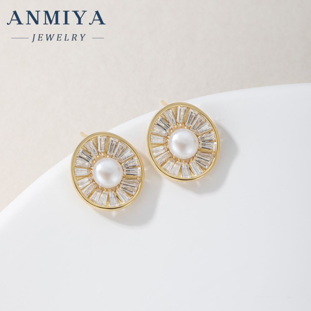 Fine Fashion Irregular Circle Pearl Necklace Set Zircon Sterling Silver Fashion Jewelry Girls Necklaces Earrings Set for Gift