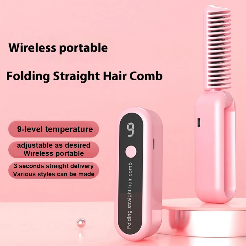 2 in 1 Professional Hair Straightener with 9 Gears Heat Ceramic Ionic Fast Heat-Up Negative Ion Hair Flat Iron Lcd Display 250605