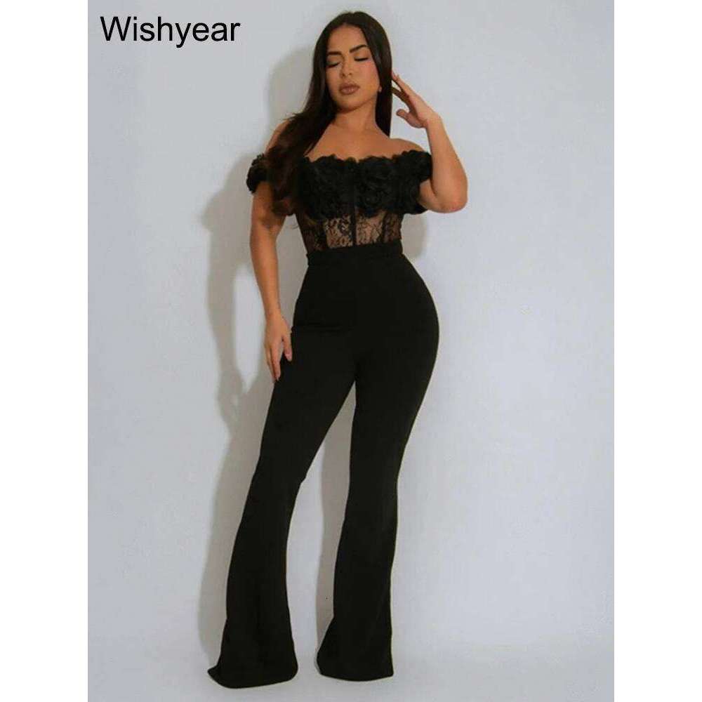 New Women Sexy Lace Corset Off Shoulder Backless Jumpsuit Rompers Elegant Night Club Overalls Evening Party One Pieces Outfits