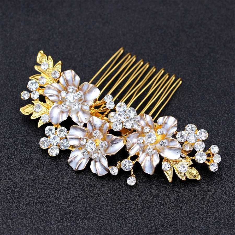 New Korean Crystal Rhinestone Hair Combs Rose Gold Silver Color Headpiece For Bride Women Wedding Hair Accessories Head Jewelry Z250605