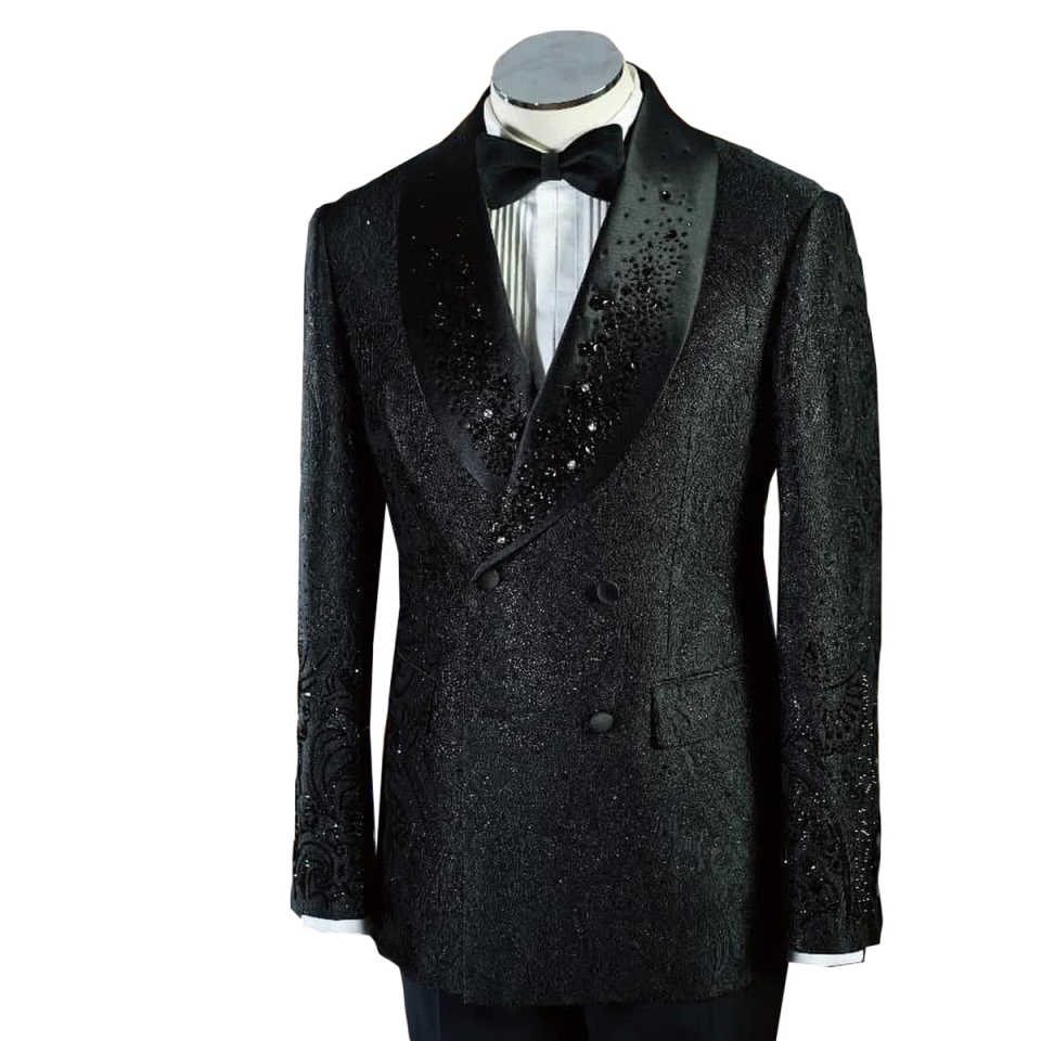 Designer Beaded Wedding Tuxedos 1 Piece Set Jacket Shawl Lapel Men Suit Fashion Groom Wear Party Evening Suits Customized
