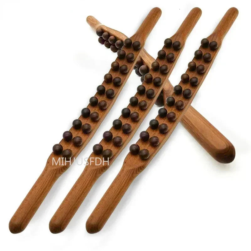 20/8 Beads Gua Sha Massage Stick Back Massage Tendons Wood Scraping Stick Point Treatment Gus A Sha Tool Muscle Relaxing 250603