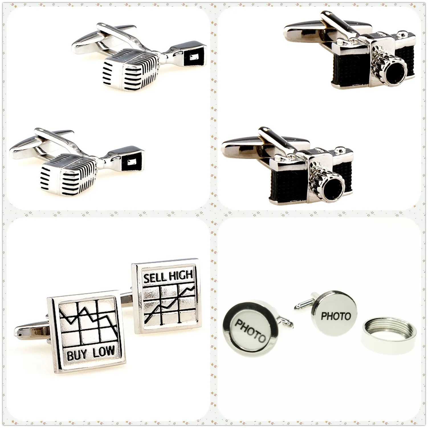 4 Styles TZG Trendy Cufflink Mens Cuff Link Camera Photo 1 Pair Shipping W250606