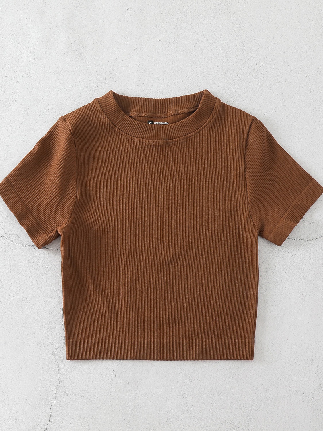 Mid Neck Border Yoga Sports Short Sleeve T-Shirt Threaded Tight Fall and Winter Tops BX513