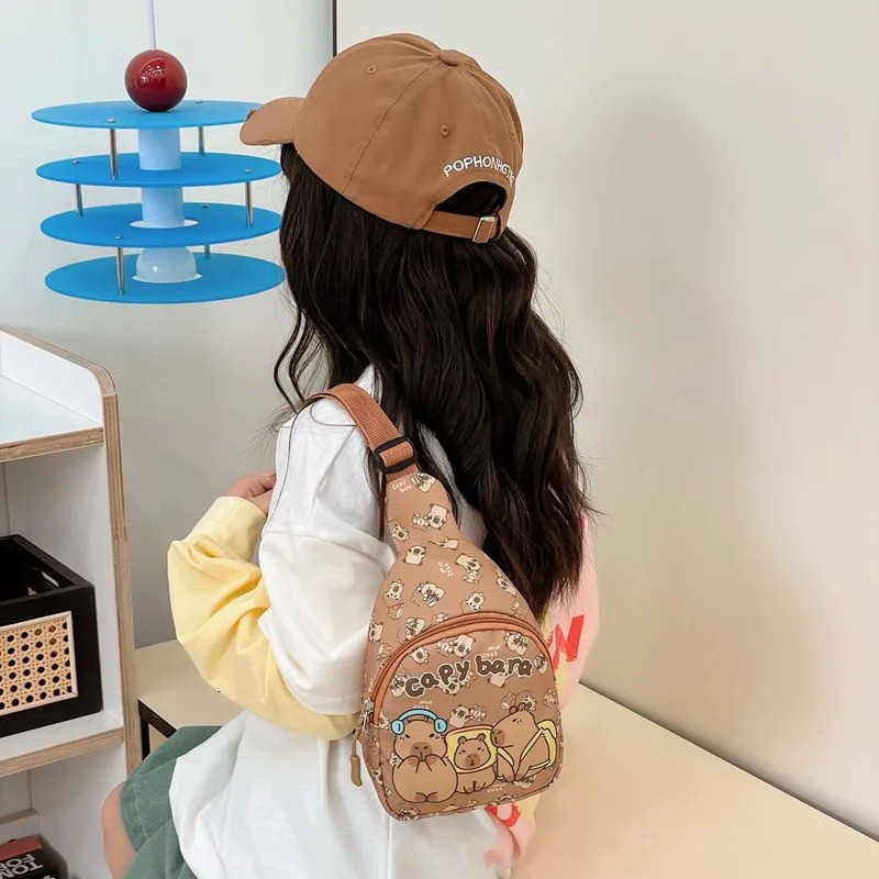 124PCS Capybara Girls Child Backpacks Student Birthday Gift School Bags Durable The Single Shoulder Bag Gifts 250605