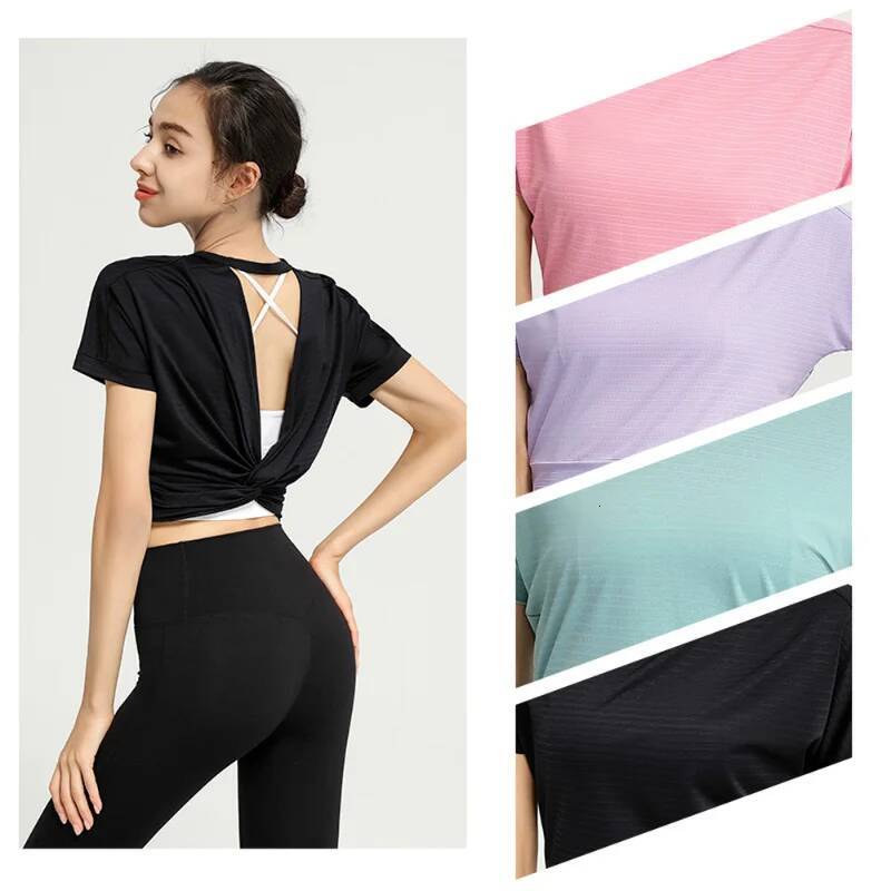 Women's Yoga Shirt Backless Sexy Crop Top Gym Fiess Sportswear Running Workout T-shirt Sports Loose Tank Tops Jogger Vest