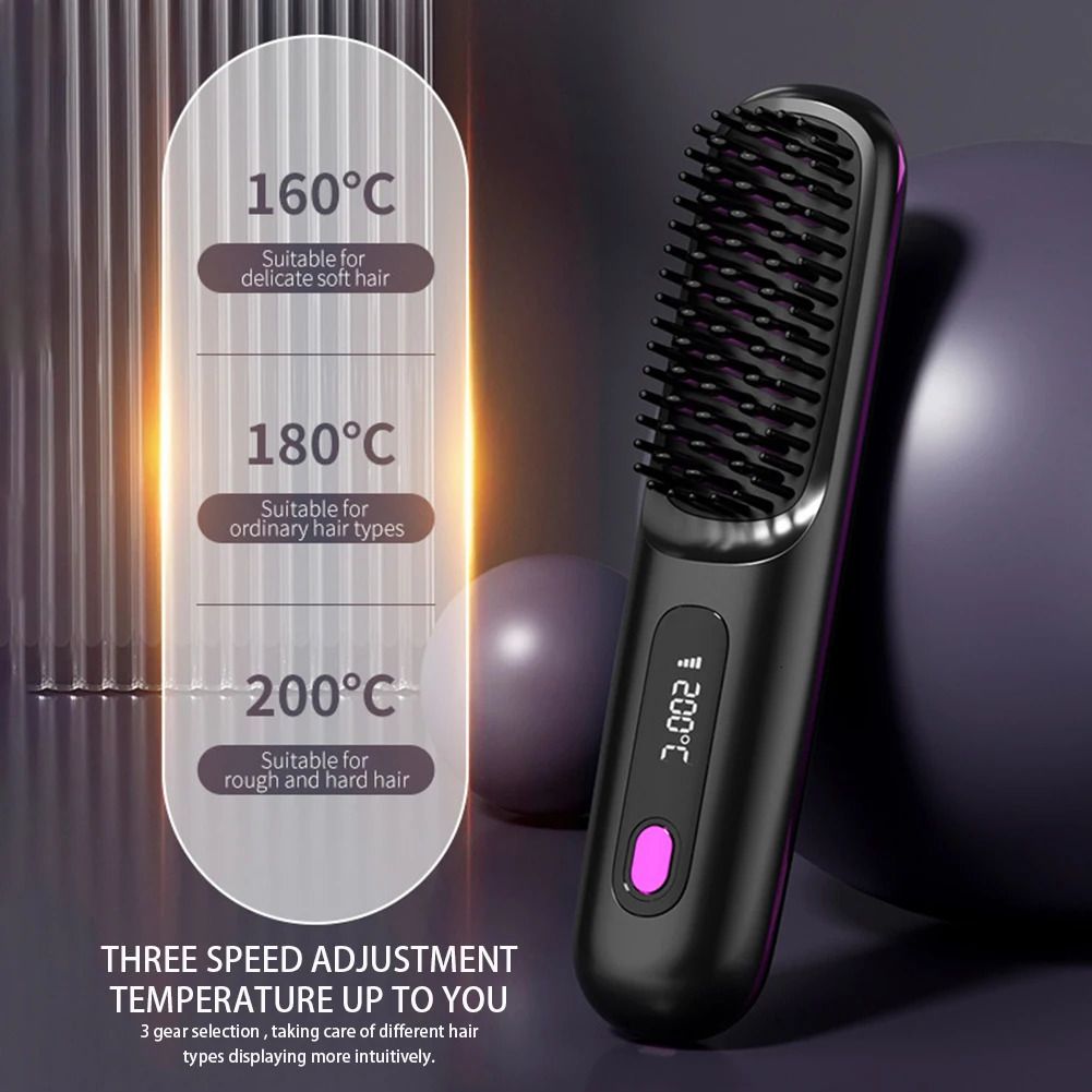 Digital Display Hair Straightening Comb Temperature Adjustables Hair Flat Iron for Women Female 250605