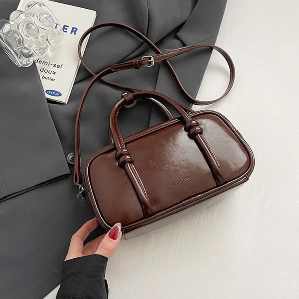 Womens Handbags Vintage Oil Wax Leather Glossy Bag High-Grade Chic Versatile Phone Lipstick Daily Crossbody Bags 250605