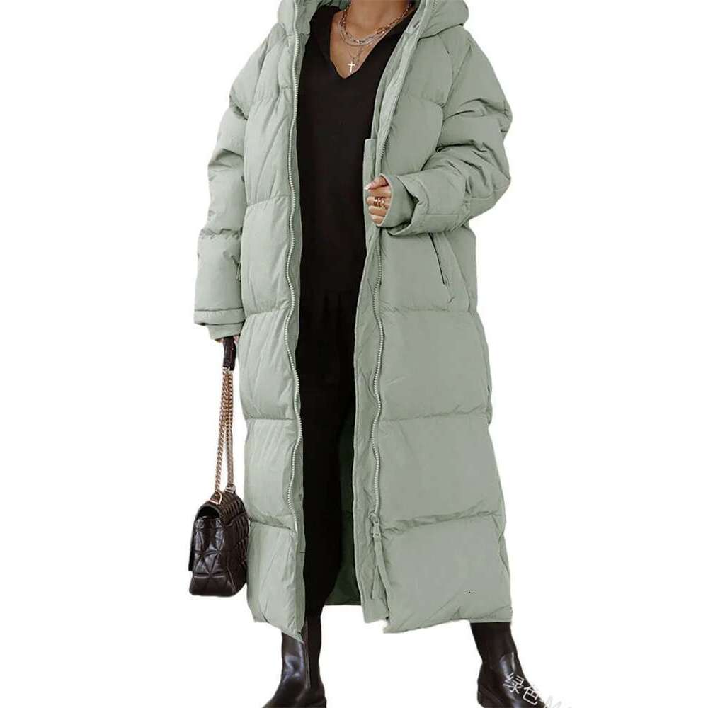 Wmstar Women Coat New Winter Thickened Loose Style Sleeve Solid Color Windproof Warm Hooded Down Cotton Padded Long Jacket