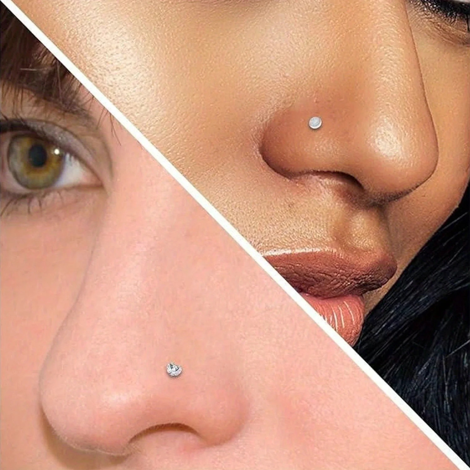 16G 18G Push in Threadless Nose Rings Studs Hypoallergenic Flat Back Nose Piercing 304 Stainless Steel Piercing Jewelry 250605