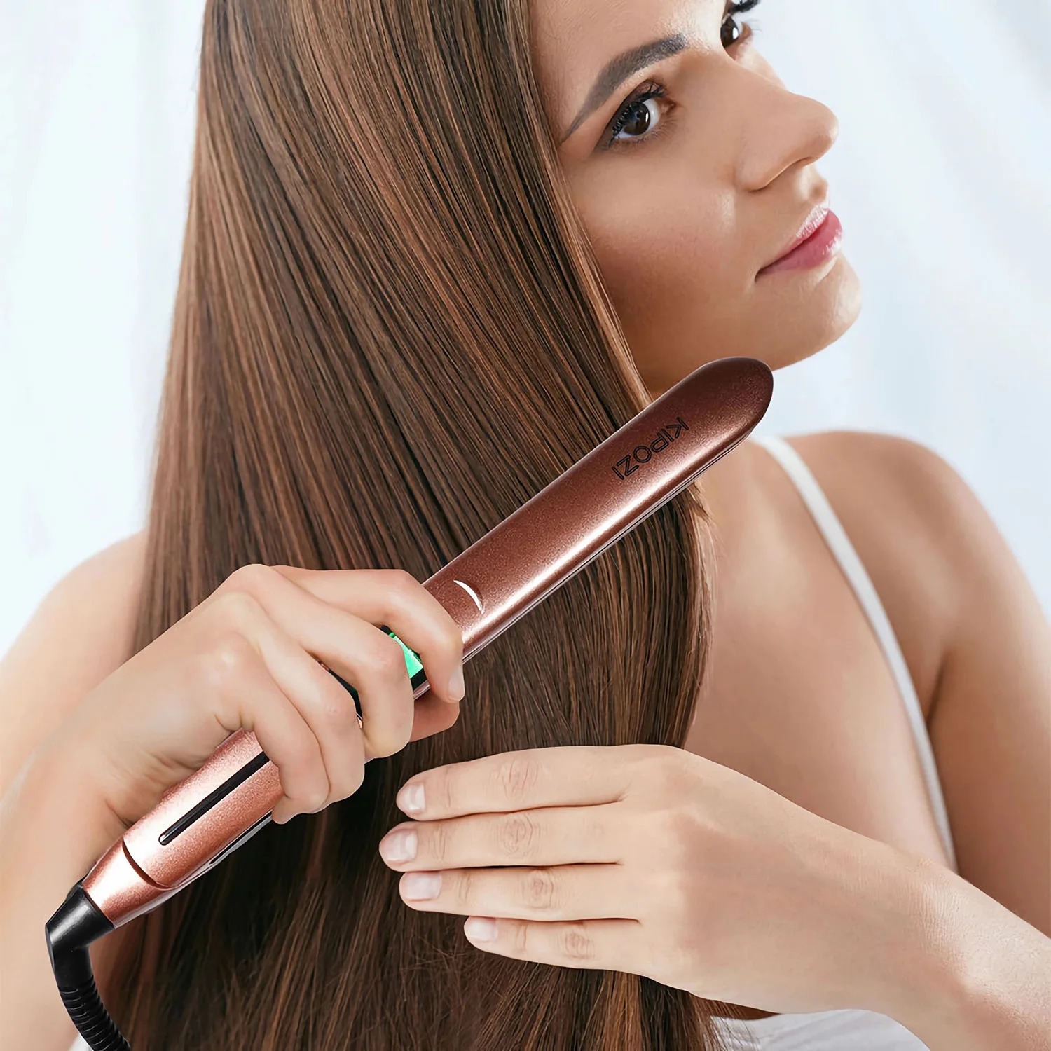 KIPOZI Perfect For Any Hair Type Flat Iron Hair Straightener with Digital LCD Display Dual Voltage Instant Heating Iron 250605