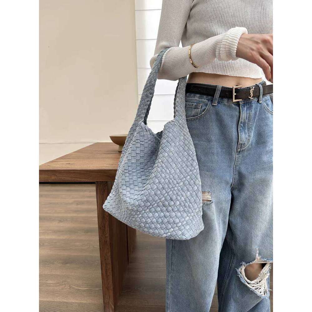 Denim Niche Design Handwoven Extra Large Capacity Tote inch Laptop Underarm Bag