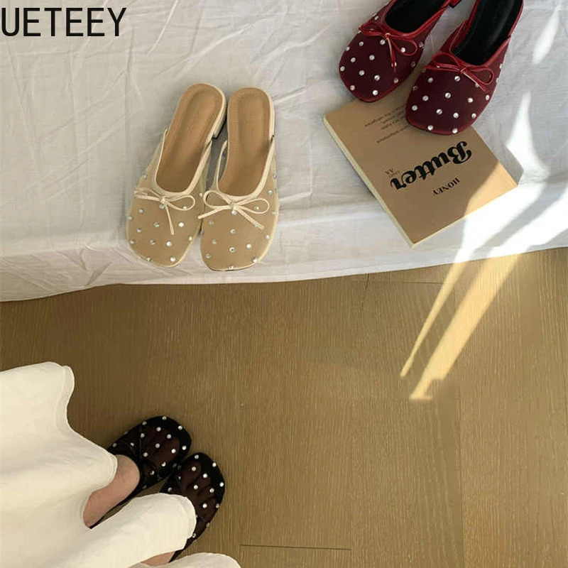 Summer Butterfly-knot Women Mules Slippers Shoes Fashion Cover Toe Shoes Casual Street Style Slides Shoes 250605