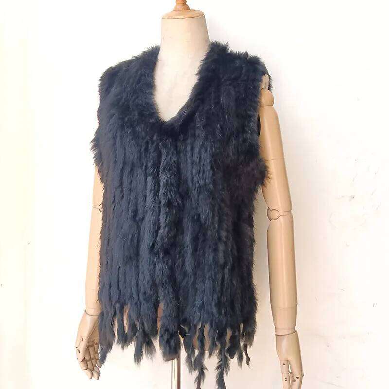 Women Knitted Real Rabbit Vest Sleeveless Coat New Arrival Winter Natural Gilet Female Genuine Fur Waistcoat