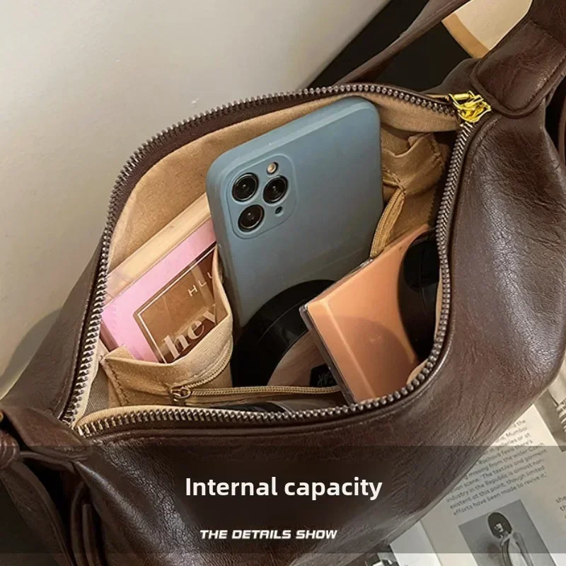 Women Crossbody Bags Large Capacity Handbags Vintage SacBag Travel Hobos Solid Soft Shoulder Bags Female Casual 250605