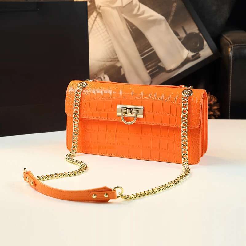 2025 New Fashion Leather Women Handbags Crocodile Pattern Small Chain Shoulder Crossbody Bag Design Underarm Bags