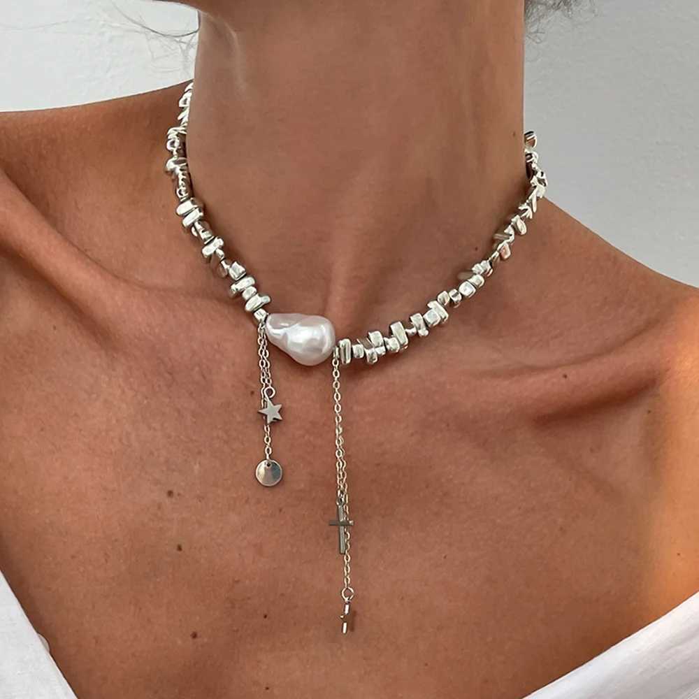 Hip Hop CCB Beads Imitation Pearl Chain Fashion Necklaces Tassels Pendant Jewelry For Women Beach Vacation Gift X0324 Y250605