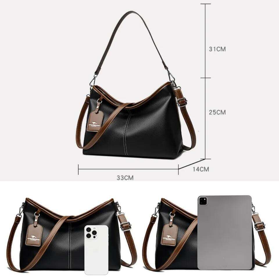 OLOEY High Quality Soft Pu Leather Shoulder Hand Bags for Women Mother Handbags Color Contrast Crossbody Bag Small Casual Tote 2 Strap