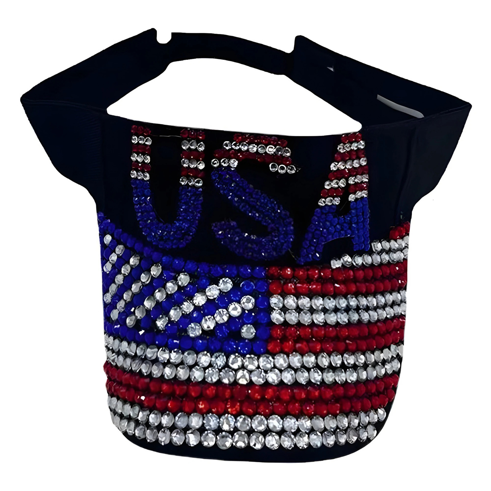 Stylish Women s Rhinestone Embellished Patriotic Sun Visor with Letter Stripe n for Outdoor Sports and Beach Activities 250603