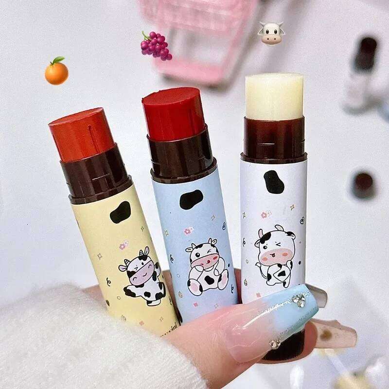 free shipping Baby Cow Lip Balm Set Moisture Tinted Lipstick Long-Lasting Moisturizing Nutritious Lip Pomade Red Tint Lipgloss Fruity Lip Care