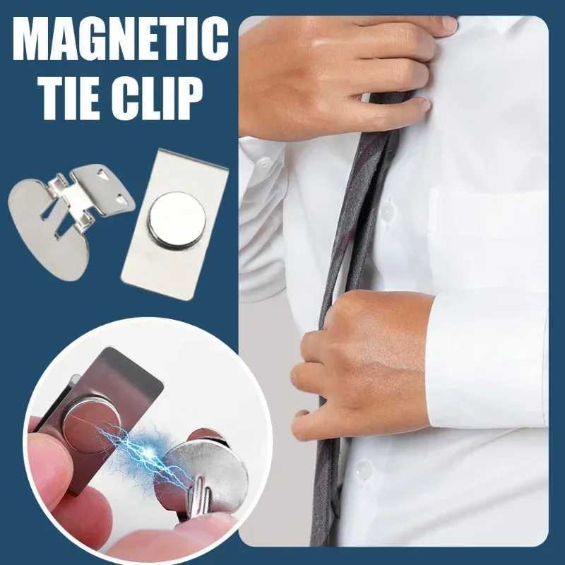 Magnetic Invisible Tie Clip Automatic Fixing Buckle Anti-wrinkle Anti-swing Tie Holder Clips Necktie Collar Hidden Clasp For Men W250606