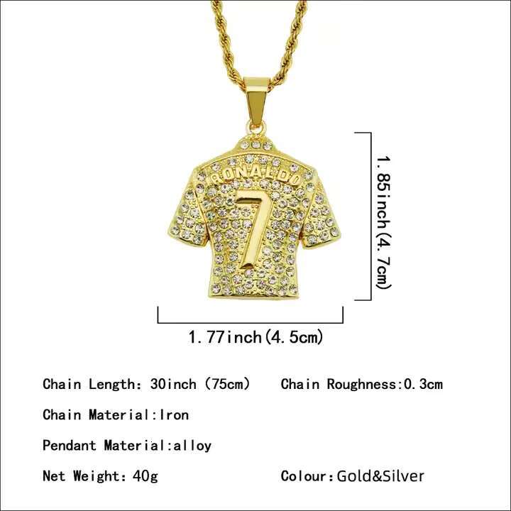 High Quality Jewelry Jersey Pendant Necklace Personality Hip Hop Pendant Individuality Jewelry for Men
