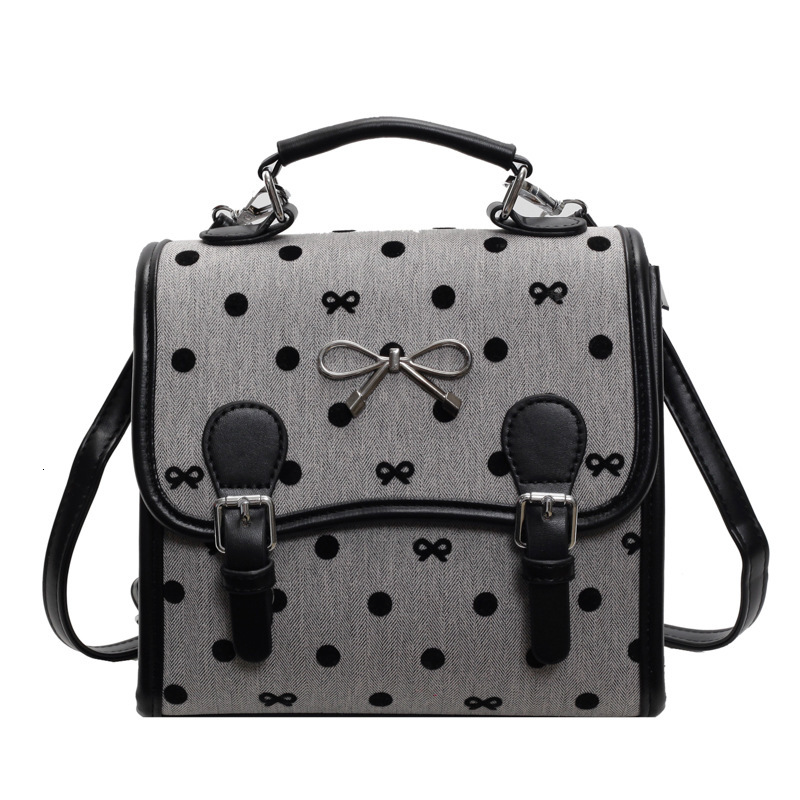 designer Casual Fashion Handbag Small Bag for Women 2025 New Trendy Printed Canvas Polka Dot Backpack Student School Bag