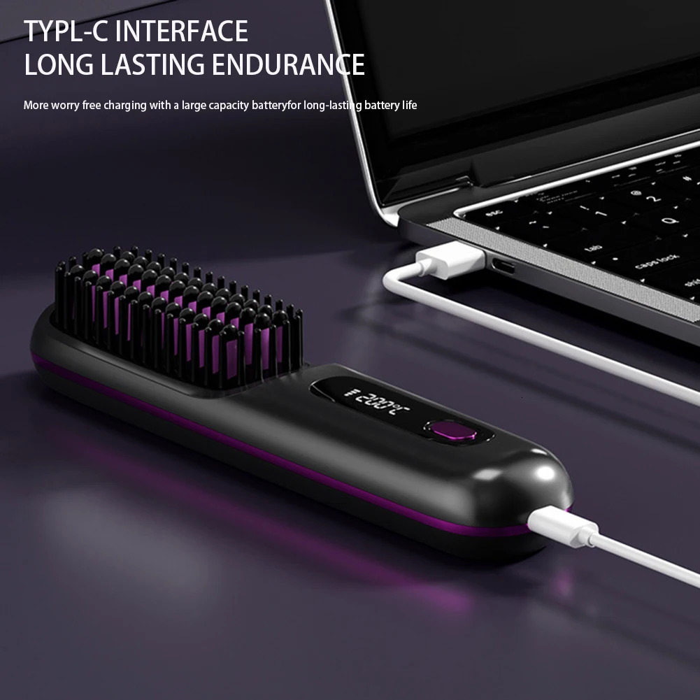 Digital Display Hair Straightening Comb Temperature Adjustables Hair Flat Iron for Women Female 250605