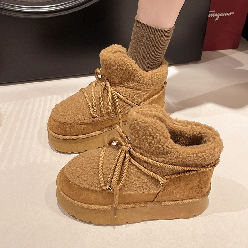 2025 free shipping autumn and winter new female designer thick soled fashionable and plush thick warm short snow boots