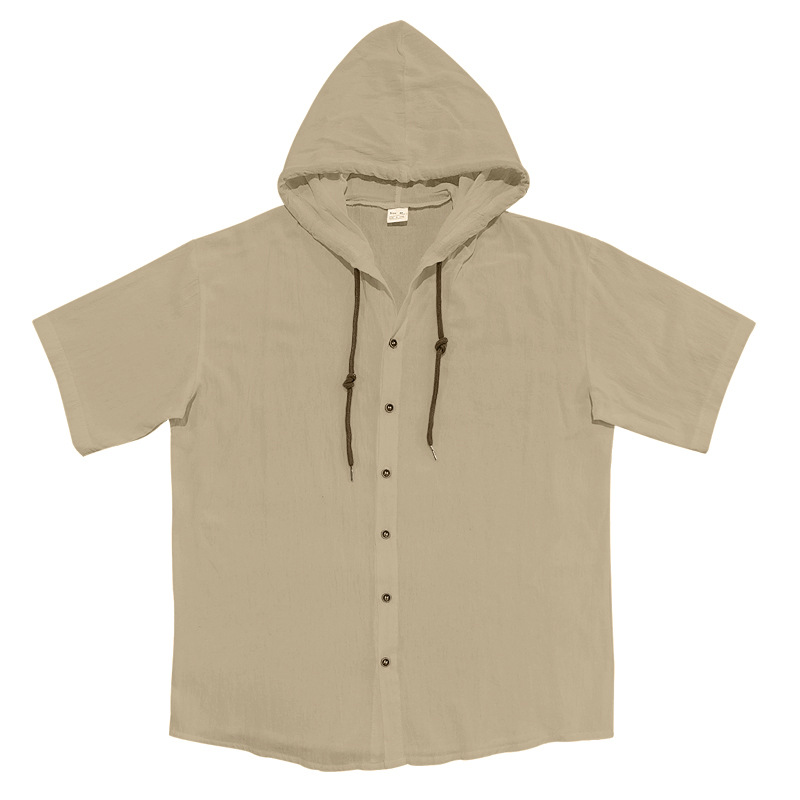 men shirt Summer Casual Shirts For men Cotton Linen Hoodies Men Summer Thin Breathable Linen Loose Hooded Size: S-3XL (European Size)