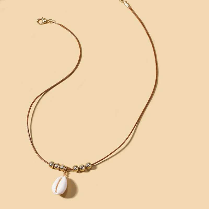 New Boho Summer Jewelry Rope Chain Shell Beads Pendant Necklace For Women Party Wedding Valentines Gift X0164 Y250605