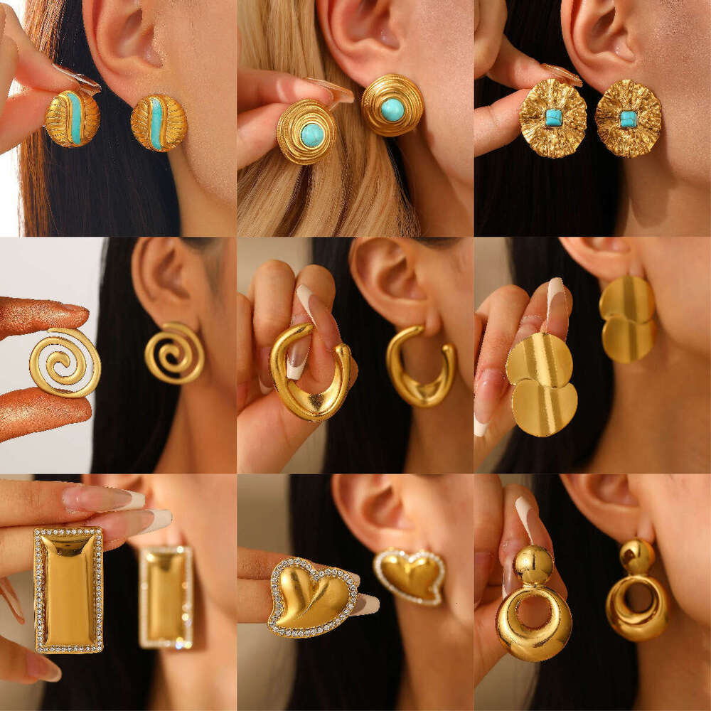 High-Quality Stainless Steel Peach Heart Shape Earrings with Unique Geometry Design