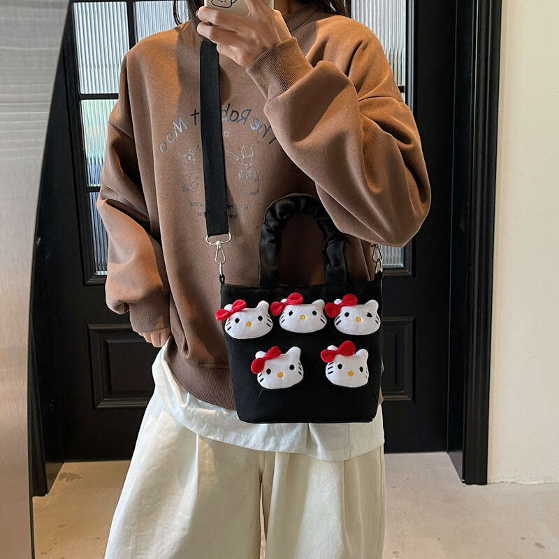 Cute Girl Handbag Cartoon Plush Doll Children's 2025 New Single Shoulder Crossbody Women's Bucket Bag Trendy