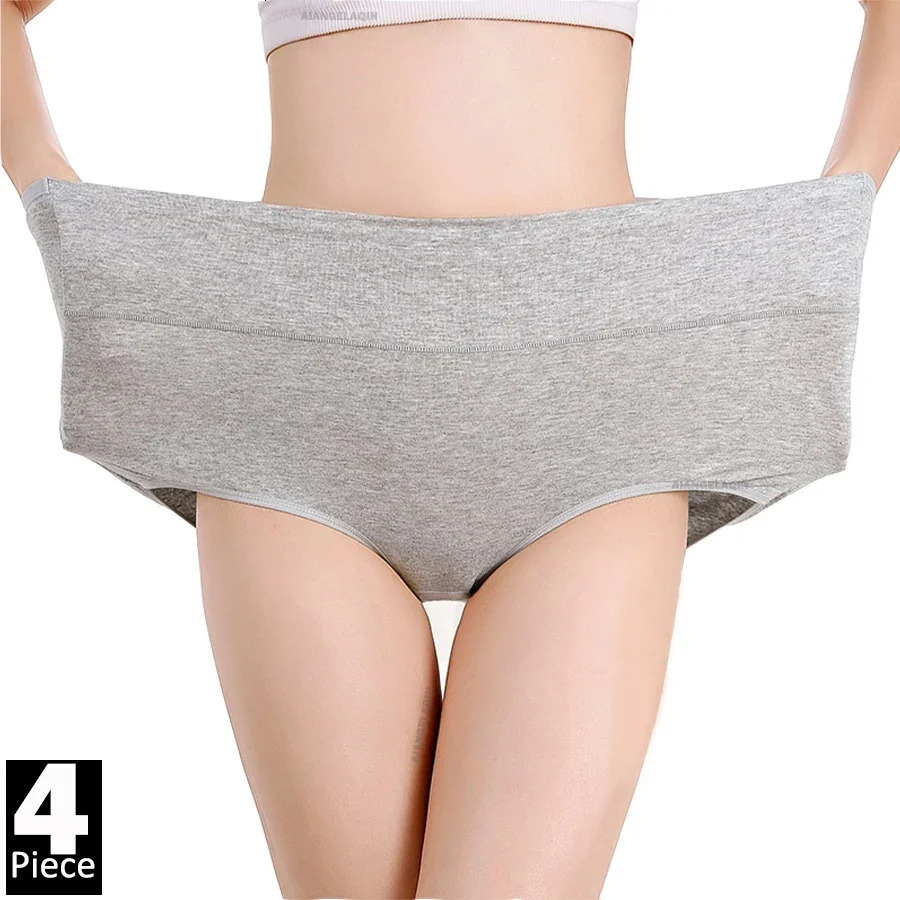 4PcsLot High Waist Underwear Cotton Pantie Body Slim Abdominal Plus Size Girls Briefs Female Lingerie Shaper 250609